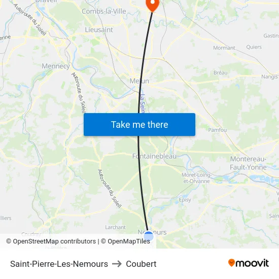 Saint-Pierre-Les-Nemours to Coubert map