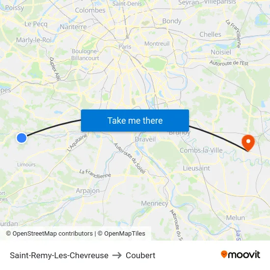 Saint-Remy-Les-Chevreuse to Coubert map