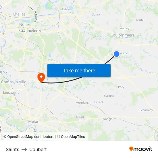 Saints to Coubert map