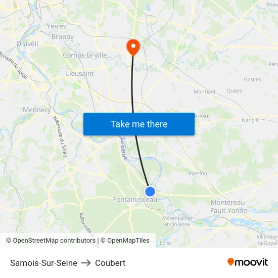 Samois-Sur-Seine to Coubert map