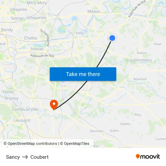 Sancy to Coubert map