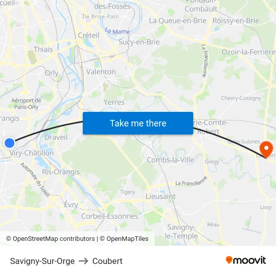 Savigny-Sur-Orge to Coubert map