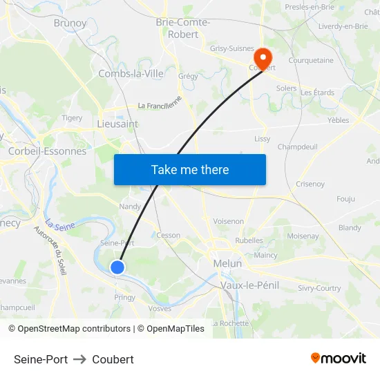Seine-Port to Coubert map