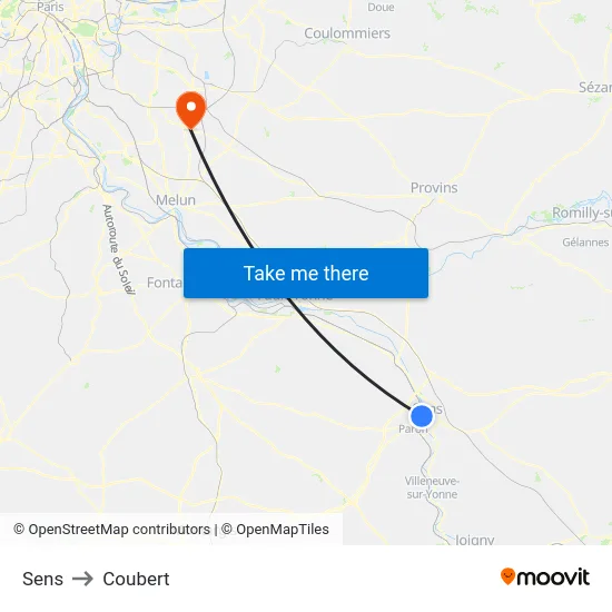 Sens to Coubert map