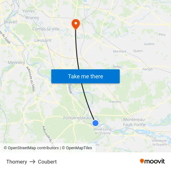 Thomery to Coubert map
