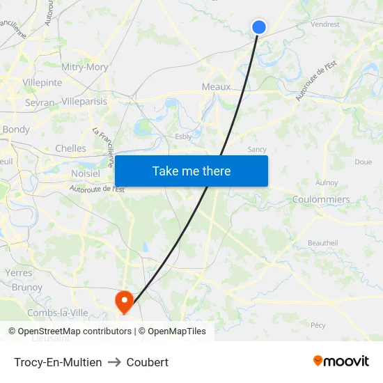 Trocy-En-Multien to Coubert map