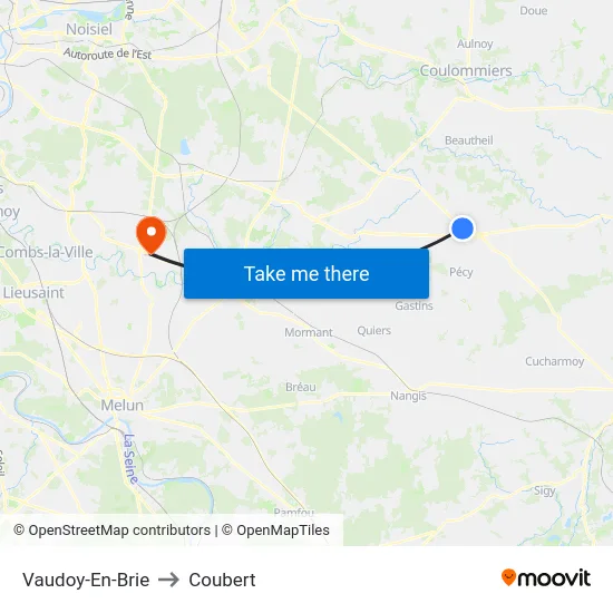 Vaudoy-En-Brie to Coubert map