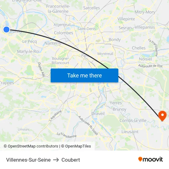 Villennes-Sur-Seine to Coubert map