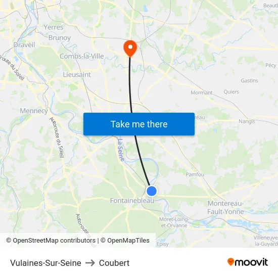 Vulaines-Sur-Seine to Coubert map