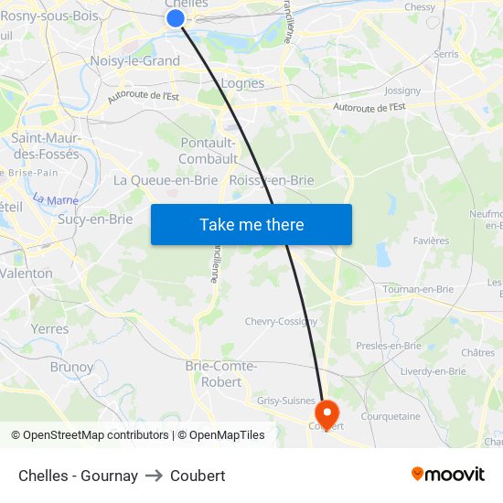 Chelles - Gournay to Coubert map