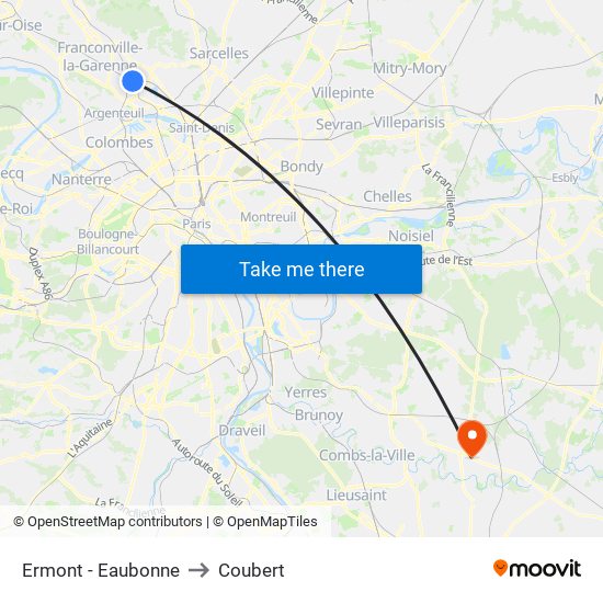 Ermont - Eaubonne to Coubert map
