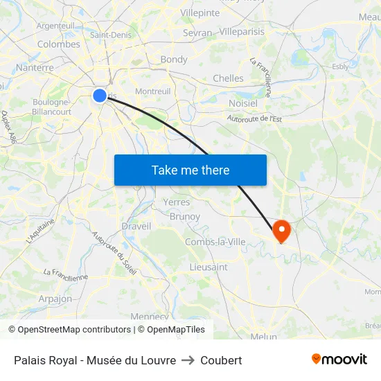 Palais Royal - Musée du Louvre to Coubert map