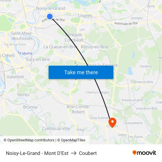 Noisy-Le-Grand - Mont D'Est to Coubert map