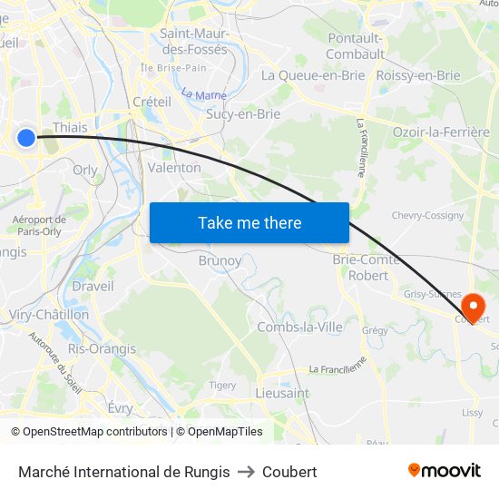 Marché International de Rungis to Coubert map