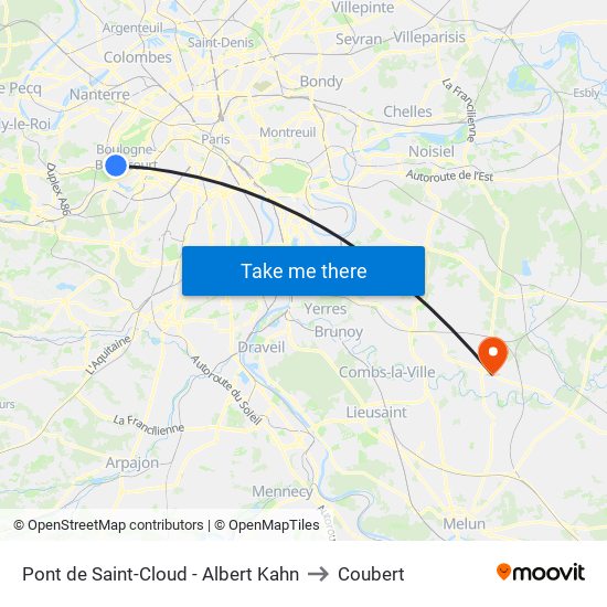 Pont de Saint-Cloud - Albert Kahn to Coubert map