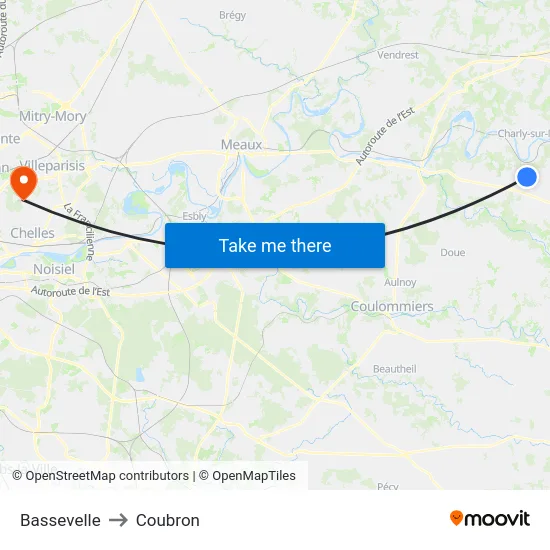 Bassevelle to Coubron map