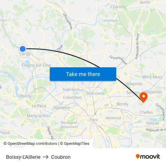 Boissy-L'Aillerie to Coubron map