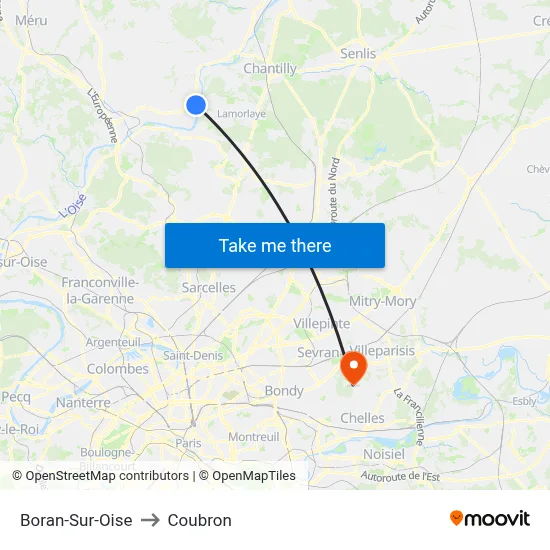 Boran-Sur-Oise to Coubron map