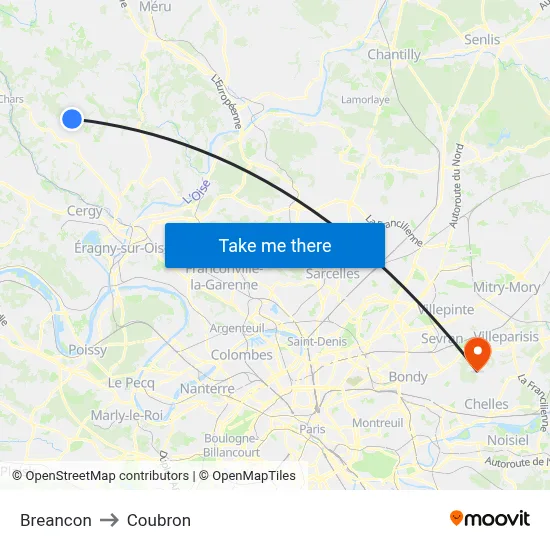 Breancon to Coubron map