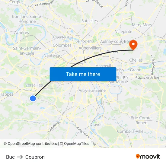 Buc to Coubron map