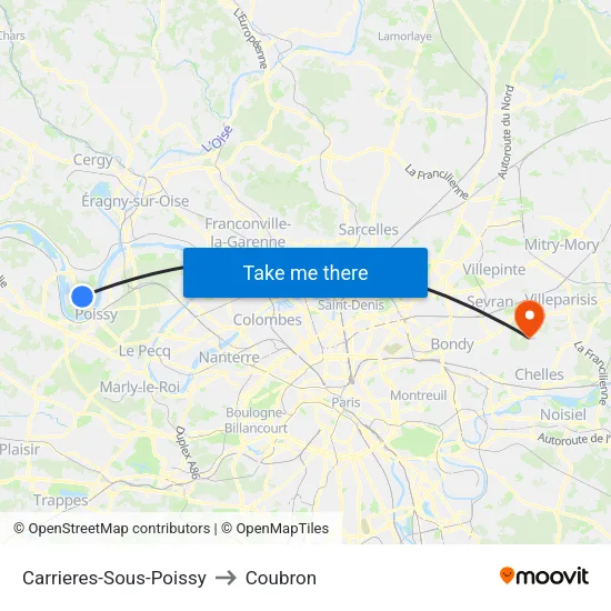 Carrieres-Sous-Poissy to Coubron map
