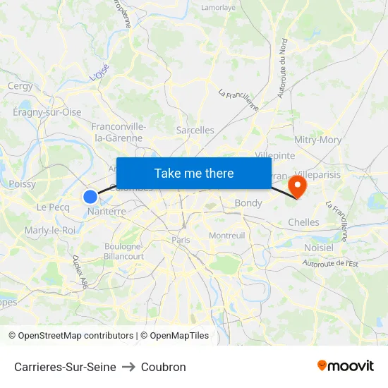 Carrieres-Sur-Seine to Coubron map