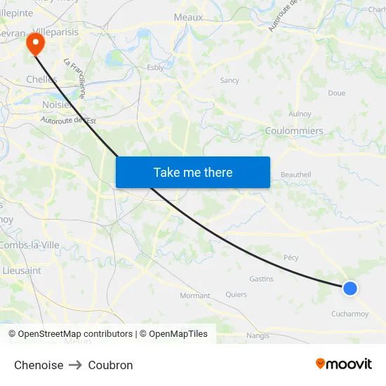 Chenoise to Coubron map