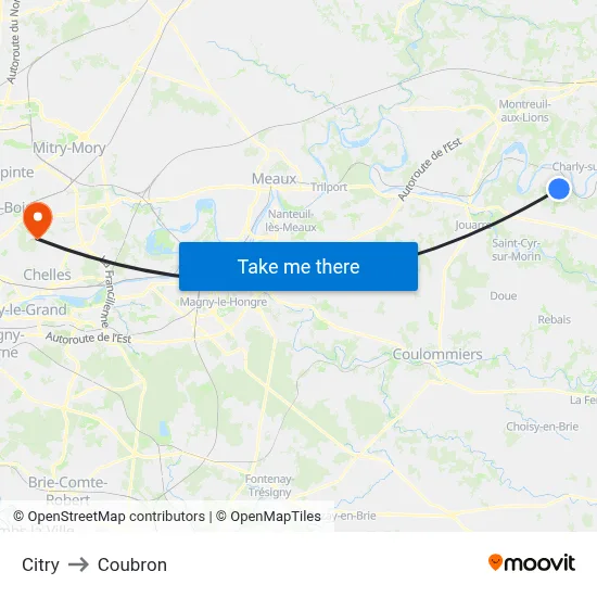 Citry to Coubron map