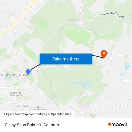 Clichy-Sous-Bois to Coubron map