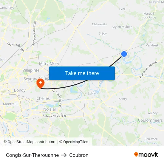 Congis-Sur-Therouanne to Coubron map
