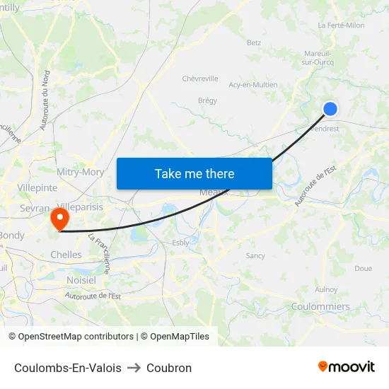 Coulombs-En-Valois to Coubron map