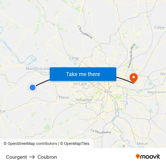 Courgent to Coubron map