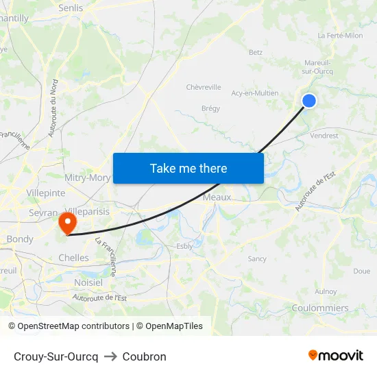 Crouy-Sur-Ourcq to Coubron map