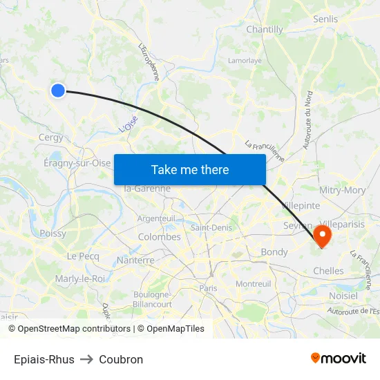 Epiais-Rhus to Coubron map