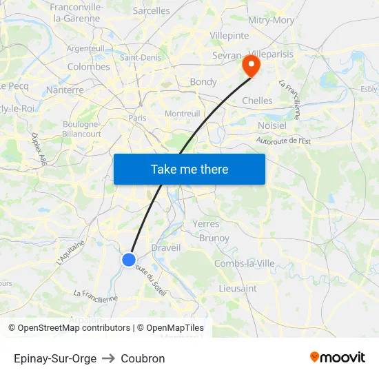 Epinay-Sur-Orge to Coubron map