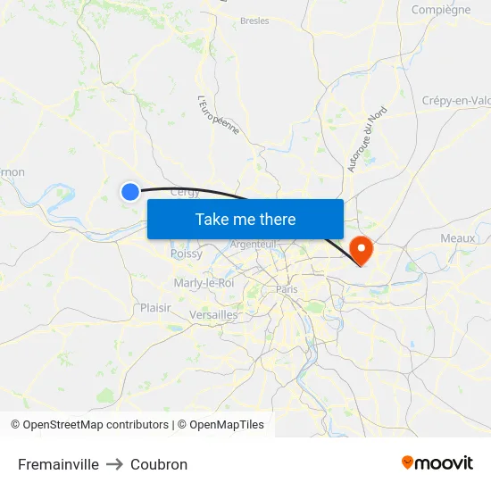 Fremainville to Coubron map
