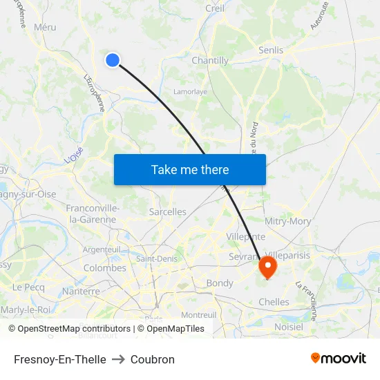 Fresnoy-En-Thelle to Coubron map