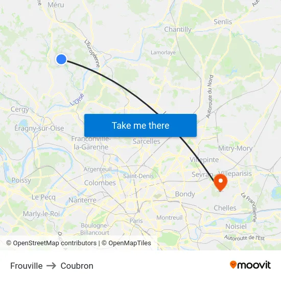 Frouville to Coubron map