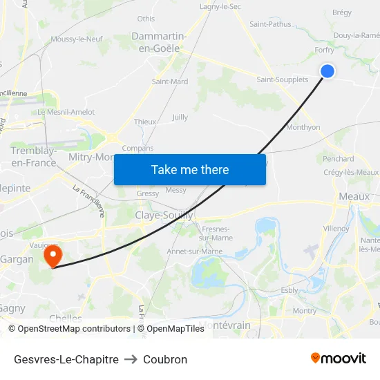 Gesvres-Le-Chapitre to Coubron map