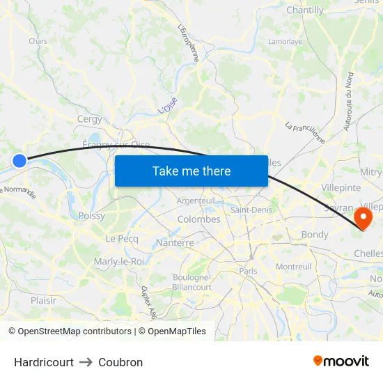 Hardricourt to Coubron map