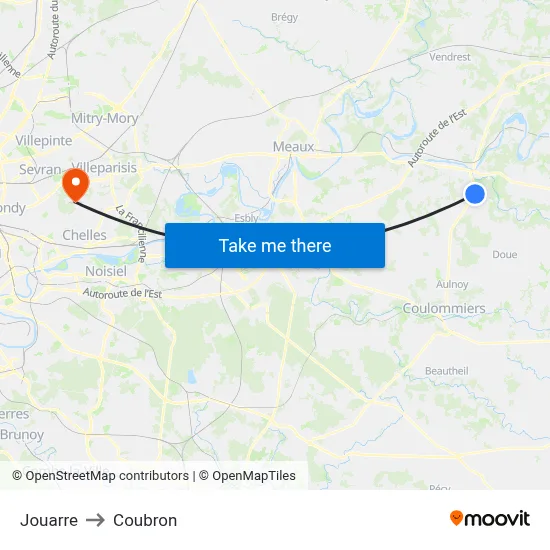 Jouarre to Coubron map