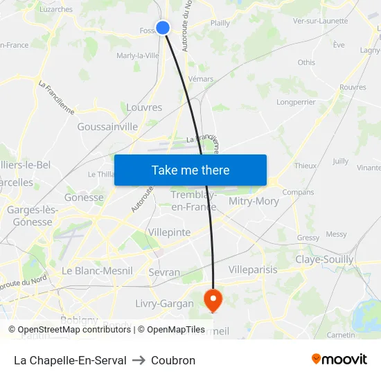 La Chapelle-En-Serval to Coubron map