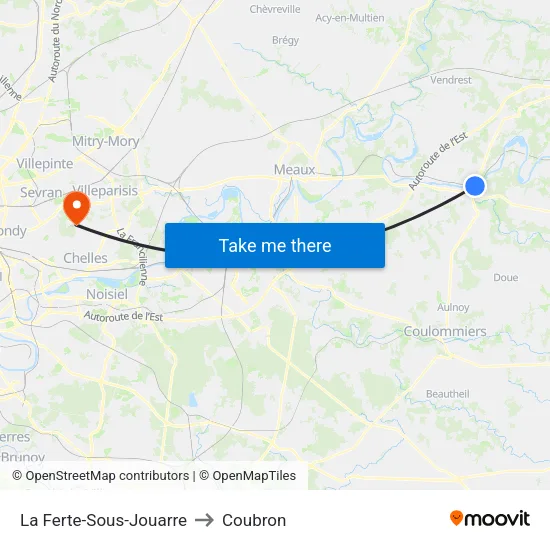 La Ferte-Sous-Jouarre to Coubron map