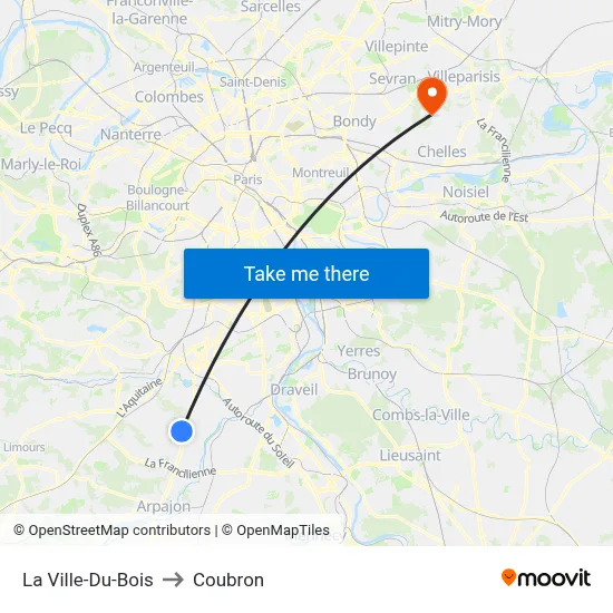 La Ville-Du-Bois to Coubron map