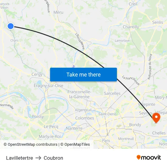 Lavilletertre to Coubron map