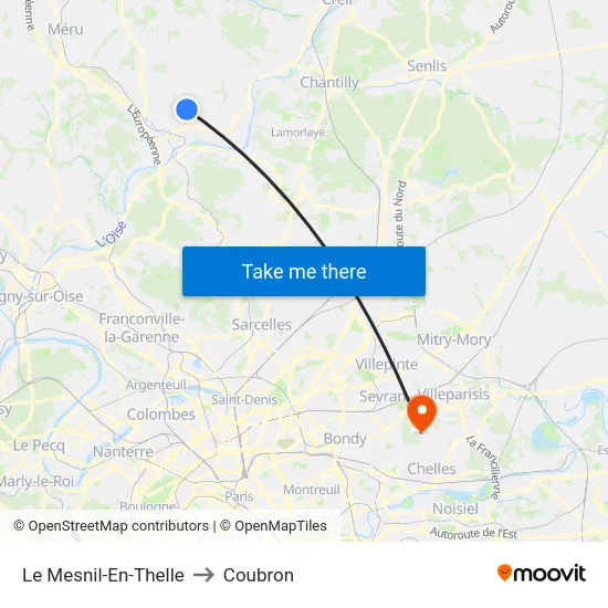Le Mesnil-En-Thelle to Coubron map