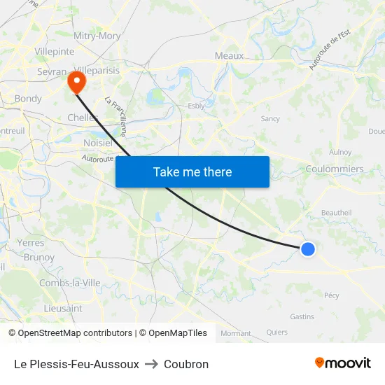 Le Plessis-Feu-Aussoux to Coubron map