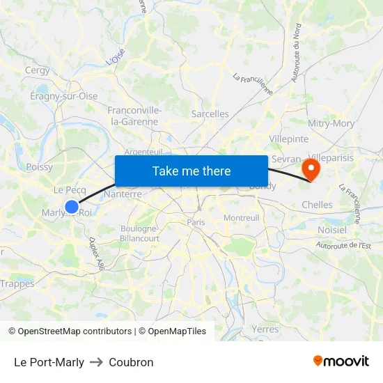 Le Port-Marly to Coubron map