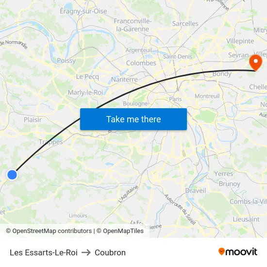 Les Essarts-Le-Roi to Coubron map