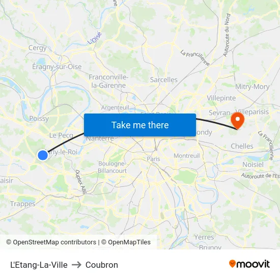 L'Etang-La-Ville to Coubron map